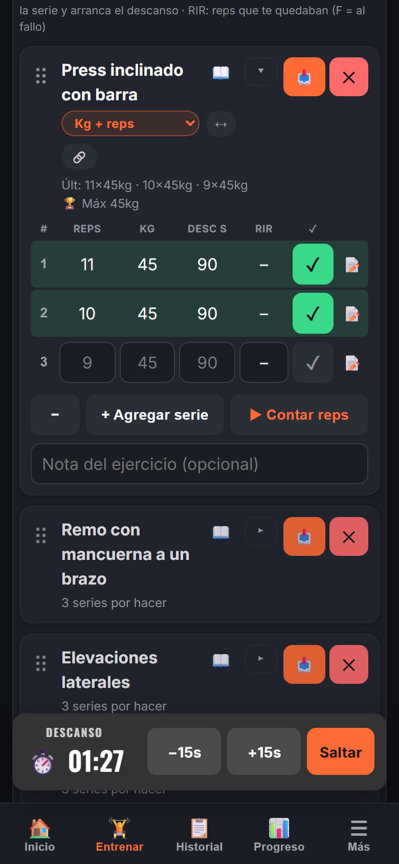 Entrenar: series marcadas y el descanso corriendo