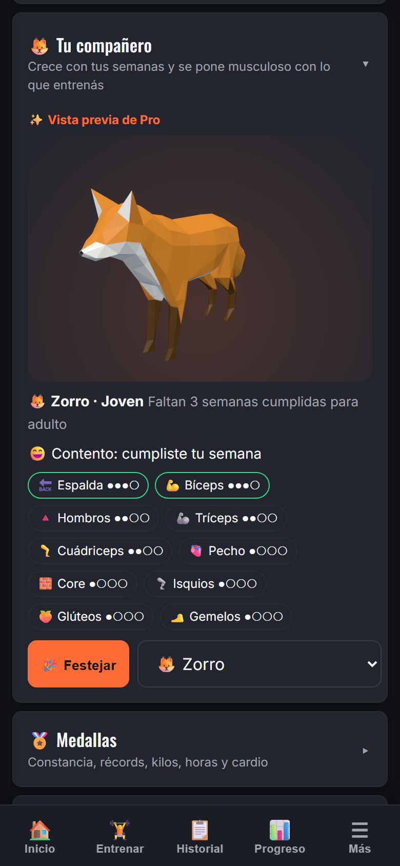 Perfil: la mascota 3D, con los músculos que entrenaste